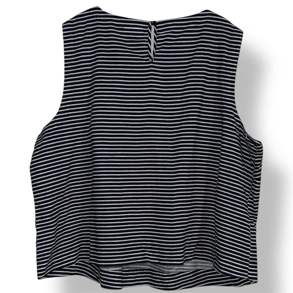 Liz Claiborne Navy Stripe Linen Blend Blouse 2X — Easy Nautical Chic